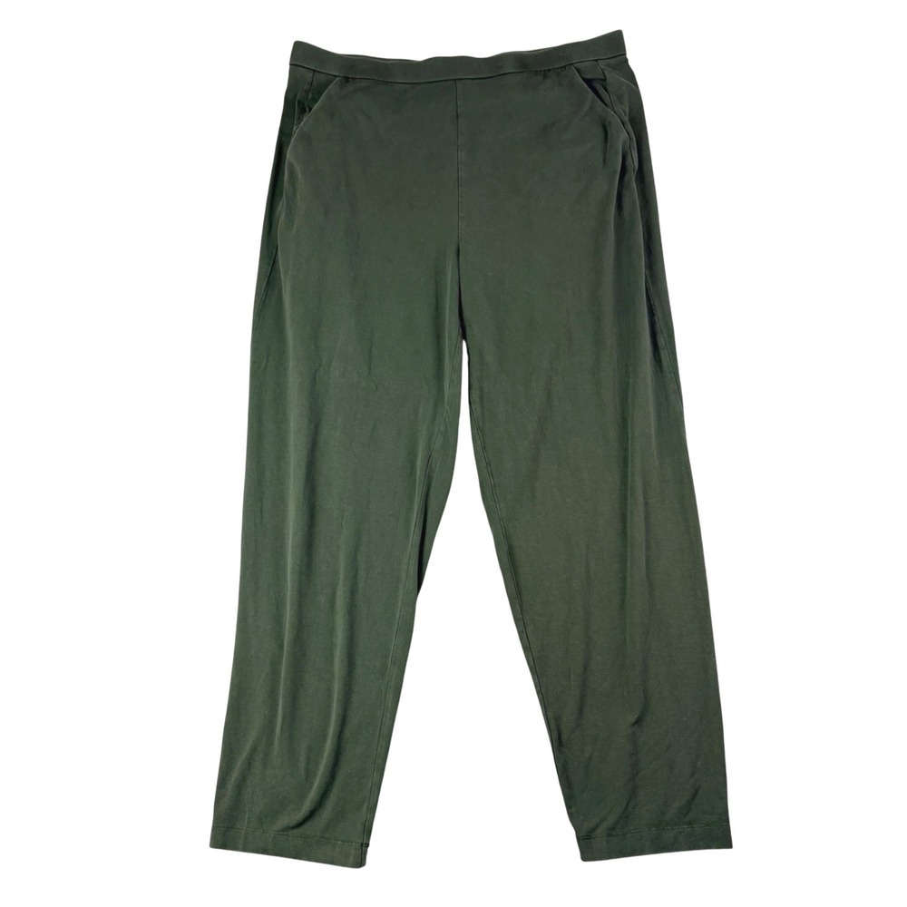 Eileen Fisher XL Green Tencel Lyocell Tapered Pants Elastic Waist Lagenlook Luxe